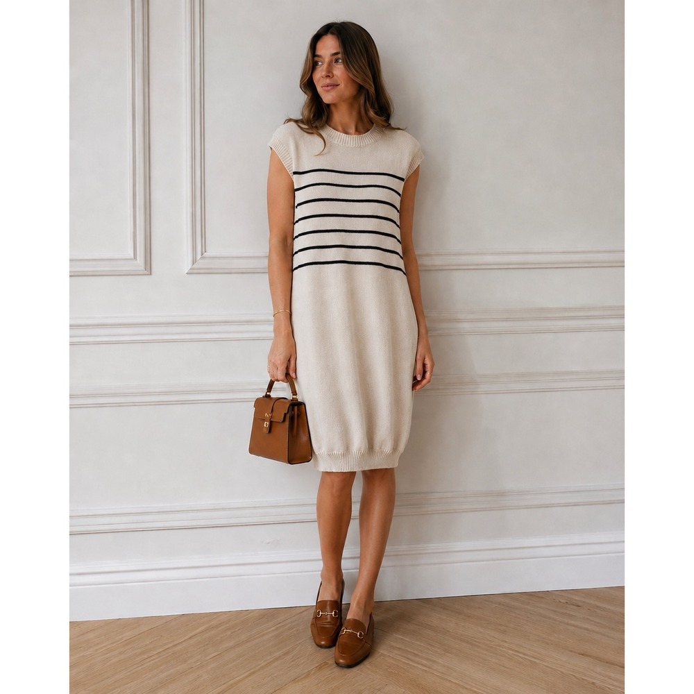 ROOLEE XL NWOT Striped Knit Dress French Girl Coastal Preppy Quiet Luxury
